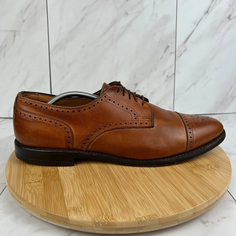 Allen Edmonds Sanford Mens Size 13 C Brown Leather Wingtip Derby Dress Shoe 3918